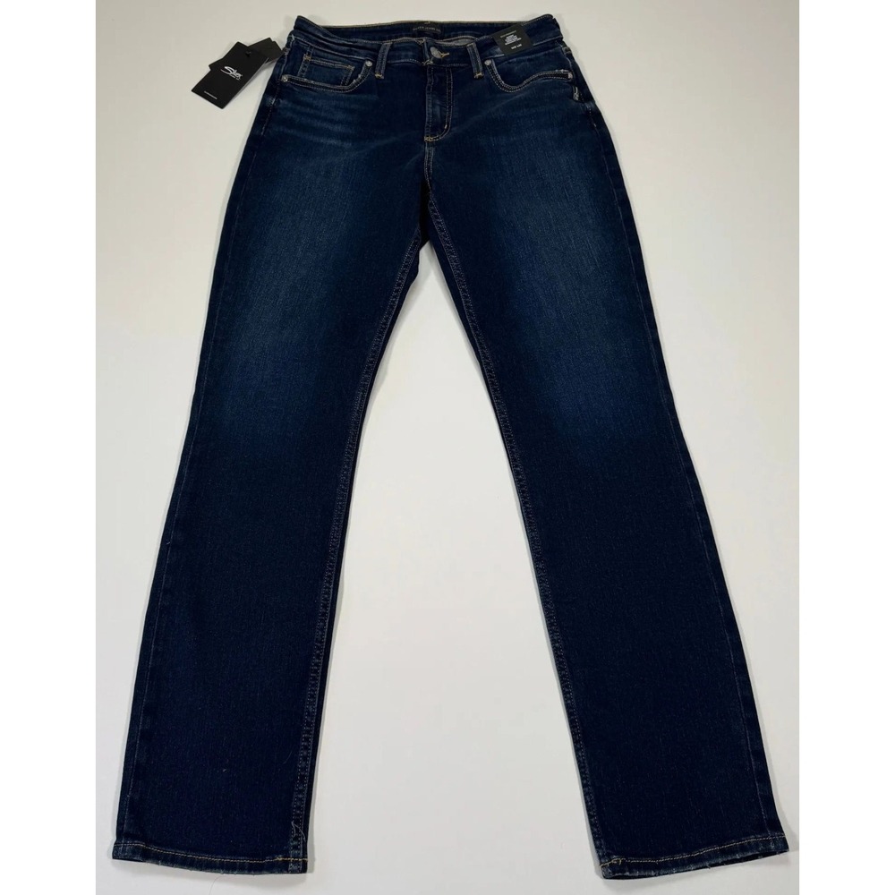 Silver Jeans Avery Curvy Fit Womens 31x33 NWT High Rise Straight Stretch Indigo